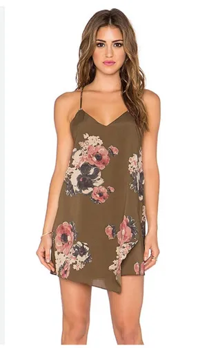 Free People Cascades Dress Mushroom Combo Floral Mini Size M thumbnail 1