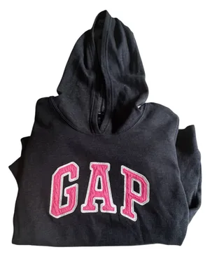 GAP Women’s Dark Blue Hoodie Sweat Shirt with Pink GAP Logo Sz L thumbnail 3