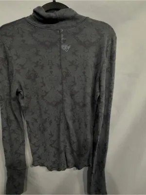 Free People Intimately You and I Gray/black Long Sleeve Turtleneck Top Small NEW thumbnail 5