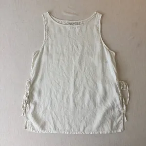 Rachel Zoe 100% Linen Tunic Top M Cream Lagenlook Coastal Side Tie Tank thumbnail 5