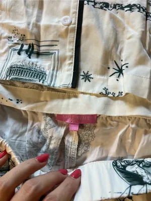 EUC Anthropologie Katie Kime Holiday Pajama Set size XL retails $128 thumbnail 3