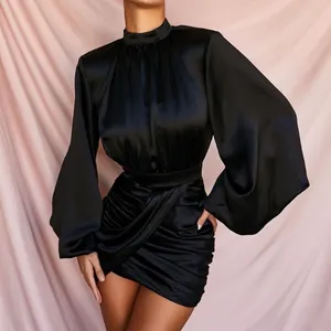 House of CB ‘Khristen’ Black‎ Satin Blouson Dress NWOT size XS thumbnail 2
