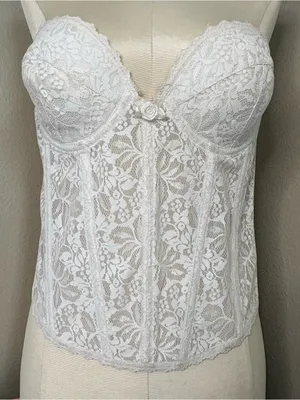 Fredrick’s of Hollywood coquette White Lace Strapless Bustier Corset Top vintage thumbnail 2