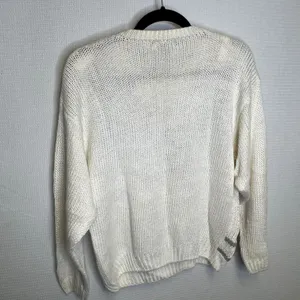 Hunters Run Vintage Floral Embroidered Knit Sweater Cream Ramie Blend Womens M‎ thumbnail 3