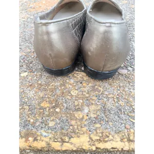 Trotters Womens 8.5‎ Woven Leather Loafers Metallic Pewter Gold Brazil 158-704 thumbnail 8