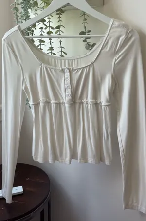 & Other Stories white long sleeve babydoll top thumbnail 1