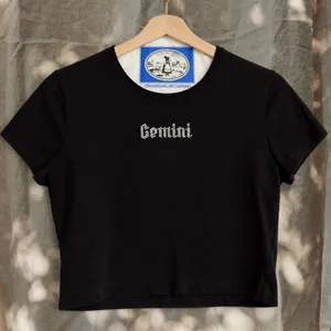 Motel Rocks Tiney Crop Tee Gemini Black Diamante thumbnail 4