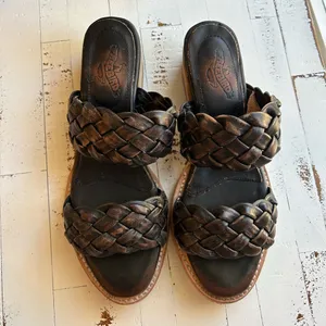 Freebird ginger braided distressed black leather sandals thumbnail 9