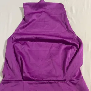 Elliatt Satin Halter Cocktail Dress Violet Asymmetrical Large NWT thumbnail 11