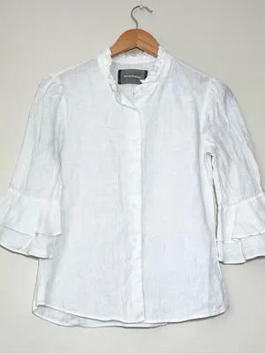Reformation Linen Ruffle Shirt thumbnail 1
