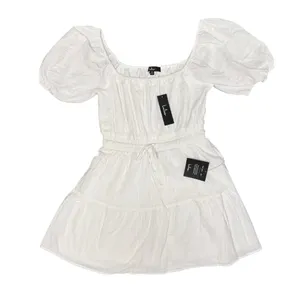 Lulus Sunny Day Feeling Tiered Puff Short Sleeve Mini Dress White Small NEW thumbnail 6