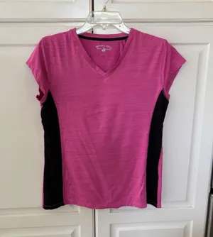 Beverly Hills Polo Club Pink Space Dye V-Neck Activewear Top Womens Large‎ thumbnail 1