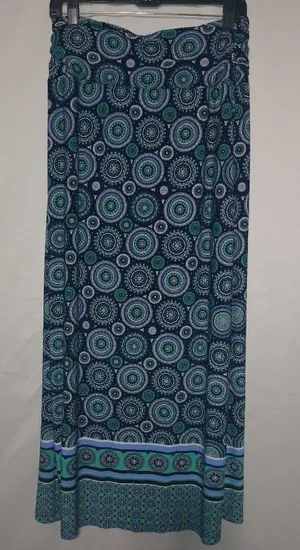 Cato M Maxi Stretch Skirt Black Blue Green Kalidoscope thumbnail 1