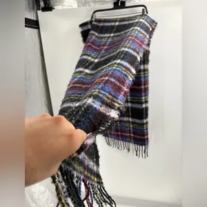 Urban Outfitters Women’s Fuzzy Purple Plaid Winter Layering Polyester Scarf thumbnail 9