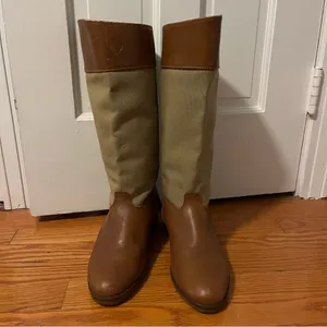 Vintage LL Bean Tan Canvas Leather Riding Equestrian boots 8.5 Neutral Classic thumbnail 11