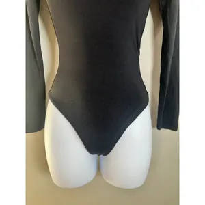 Babaton Aritzia Contour Squareneck Long Sleeve Bodysuit Black XS Thong Snap thumbnail 5