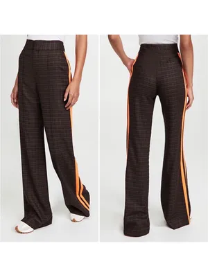 Alice + Olivia Dylan Plaid High Waist Pant Trouser Wide Leg Wool Side Stripe 10 thumbnail 3