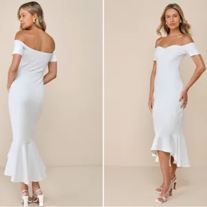 LULU's Bridal Shower Chic Modern Sexy Minimalist Mermaid Trumpet Midi Dress thumbnail 6