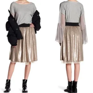 Free People flashing lights metallic sequined skirt thumbnail 2