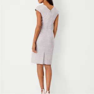 NWT Ann Taylor plaid v neck sheath dress purple‎ sz 4 thumbnail 2