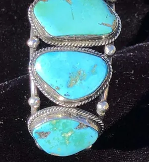 Vintage Navajo Natural Turquoise & Sterling Silver Cuff Bracelet thumbnail 10