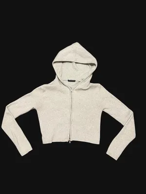 Brandy Melville Grey Cropped Zip Sweater thumbnail 4