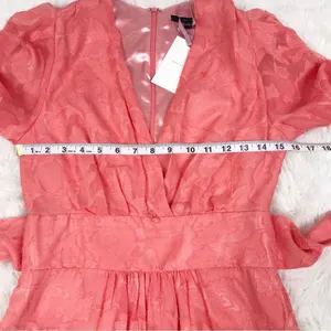 ALEX MARIE Long Sleeve Chiffon Dress‎ Size 2 Coral Wedding Guest Cocktail Party thumbnail 9