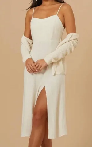 Altar’d State Sadie Ivory Linen Midi Dress Size Small thumbnail 7