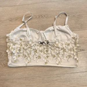 Shein Bra Crop Top Women's‎ Size Small Longline Underwire Floral Applique thumbnail 2