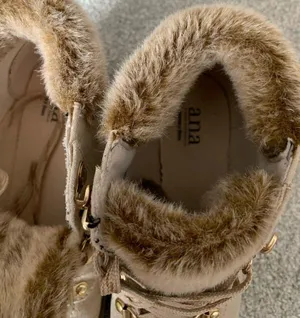 Ana Nelson Fur Lace Up Boots Hiking Sherpa Cream Beige Memory Foam Size 7.5 8 thumbnail 11