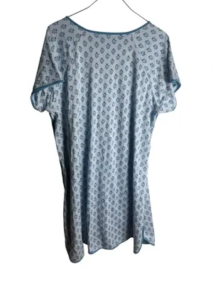 Lake Pima Cotton Nightgown in Polar Posy Blue Floral XL thumbnail 2