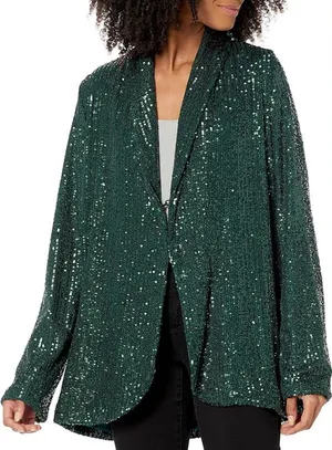 SHOW ME YOUR MUMU Women's‎ Dance Sequins Blazer in emerald green Size S thumbnail 1