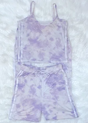 Charlotte Russe Purple and White Tie Dye Tank Top and Jogger Pajama Set thumbnail 1