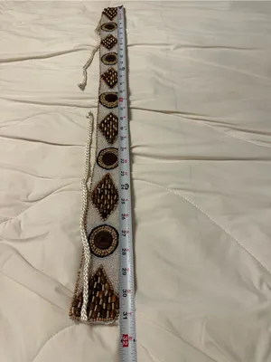 Beaded Tie-Front Waist Belt in White and Brown - New thumbnail 7