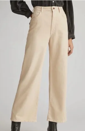 Anthropologie Pilcro Annie Wide-Leg Jeans‎ in Cream Size 25 thumbnail 1