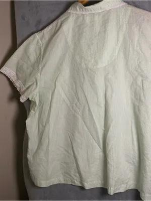 Light Green Embroidered Cotton Button-Up Top‎ Cottage Fairy Whimsy lace size M thumbnail 7