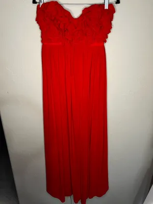 Lovers + Friends Revolve Theo Strapless Red Ruffle High‎ Slit Chiffon Maxi Dress thumbnail 4