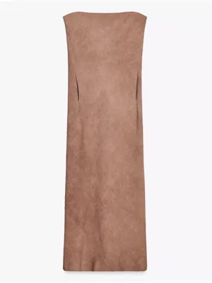 Zara NWT textured dusty pink tube Viscose & linen blend midi maxi dress thumbnail 4