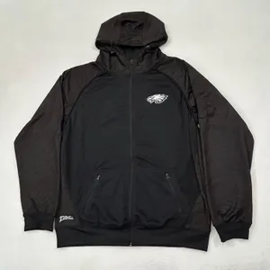 National Football League Philadelphia Eagles Football Zubaz Black Full Zip Hoodie Sweatshirt Size l thumbnail 1