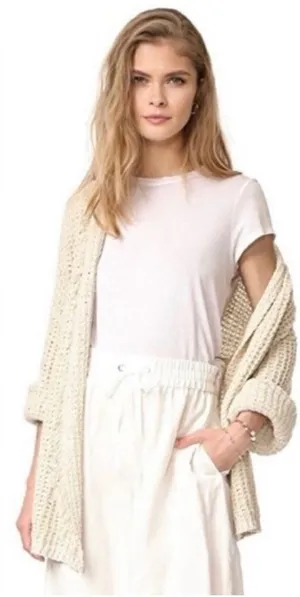 Free People Cream‎ I'II Be Around Knit Fringe Cardigan Size XS thumbnail 1