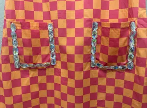 Queen Of Sparkles Pink & Orange Plaid Jewel Pocket Cotton Tank Dress Size Small thumbnail 5