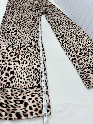 Victoria's Secret Leopard-Print Satin Pants in Cream, Brown, Black Size S thumbnail 4
