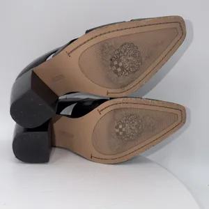 Vince Camuto Aimie Black Leather Slip‎ On Block Heels Mules Size 8.5 thumbnail 7