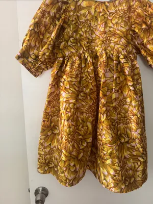 Kika Vargas for Target Women’s Puff-Sleeve Floral Print Dress in Mustard Yellow thumbnail 2