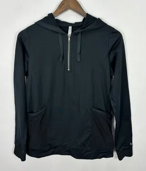 Fabletics Gigi Pullover Black Half‎ Zip Sweatshirt Mesh Pockets Athleisure XS thumbnail 1