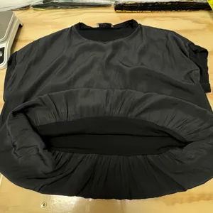 Lola‎ & Sophie New York Women's Black Banded Bubble Hem Mixed Media Top Small thumbnail 4