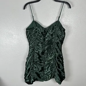 Lucy in the Sky Emerald Green Ruched Satin Mini Dress Sz Large‎ Party Homecoming thumbnail 3