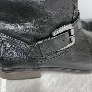 Steve Madden Temmpt Black Leather Mid Rise Boots 8M moto back zipper thumbnail 7