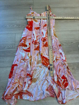 Abel the Label Flower Bomb Lola Button High Low Dress Pink Orange Size M thumbnail 5