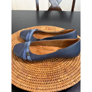 Eurosoft by Sofft Shaina Navy Blue Ballet Flats Snakeskin Detail Size 9.5 M thumbnail 2